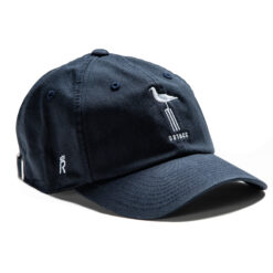 Rex Club | A St Andrews University CC - Slouch with a white embroidered seagull, standing on a post, on the front. The word "USAGE" is written beneath the seagull. On the side of the cap, there is a small white embroidered "R" with a crown above it. | Custom Caps | Custom Hats | Team Headwear | UK