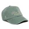 Rex Club | A sage green baseball cap with “Rex Club Headwear Co.” embroidered in beige on the front and a small crown logo on the side. The cap has a curved brim and visible stitching details. | Custom Caps | Custom Hats | Team Headwear | UK
