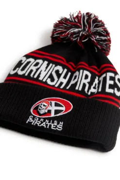 Rex Club | A navy and white knit beanie featuring a chenille "RC" patch on the front. | Custom Caps | Custom Hats | Team Headwear | UK