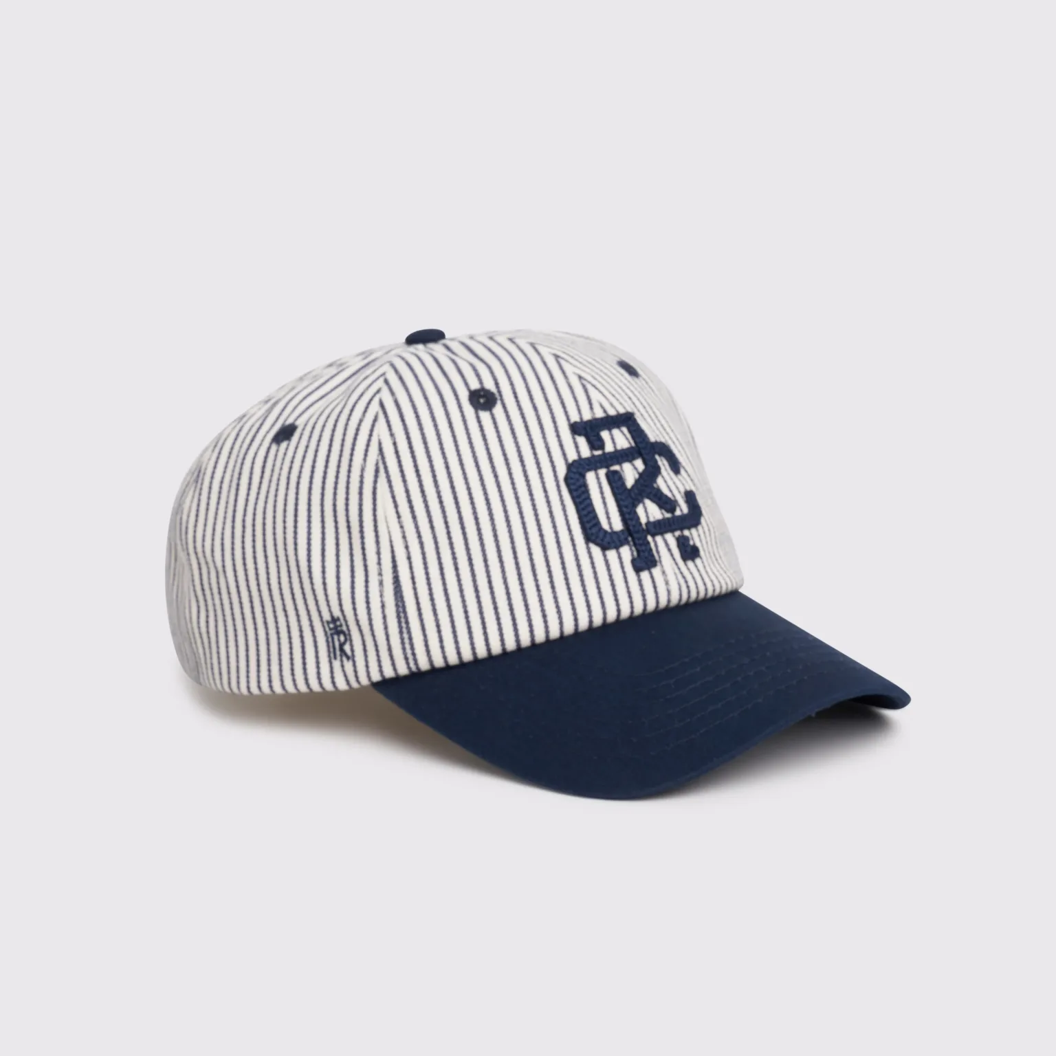 Rex Club | The RC - Two/Tone - SS26 Green (Copy) features green and white vertical stripes on the crown, a solid green brim, and an embroidered green monogram logo on the front. | Custom Caps | Custom Hats | Team Headwear | UK