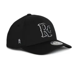 Rex Club | The RC 26 Performance is a black baseball cap with a curved peak, embroidered white and grey 