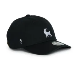 Rex Club | The Goat black baseball cap features a white embroidered goat on the front and a small white 